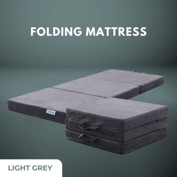 GOMINIMO 3 Fold Folding Mattress Single Light Grey GO-FM-101-EON