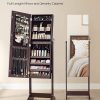 SONGMICS Jewelry Cabinet Armoire with Full-Length Frameless Mirror Brown JJC002K01