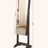 SONGMICS Jewelry Cabinet Armoire with Full-Length Frameless Mirror Brown JJC002K01