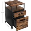 VASAGLE File Cabinet with 2 Drawers Rolling Office Filing Cabinet with Wheels and Open Compartment Rustic Brown and Black OFC71X