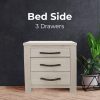 Foxglove Bedside Tables 3 Drawers Storage Cabinet Shelf Side End Table – White