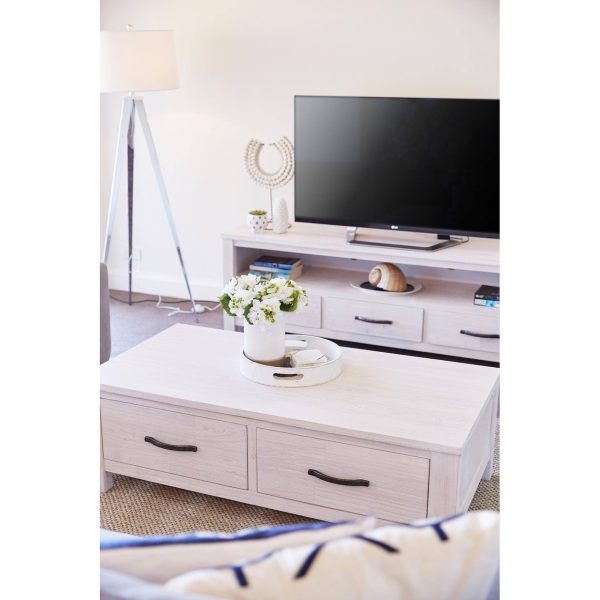 Foxglove ETU Entertainment TV Unit 166cm 3 Drawer Solid Mt Ash Wood – White