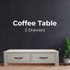 Foxglove Coffee Table 127cm 2 Drawer Solid Mt Ash Timber Wood – White