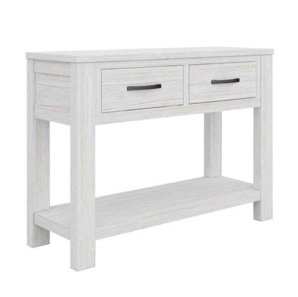 Console Hallway Entry Table 110cm Solid Mt Ash Timber Wood – White