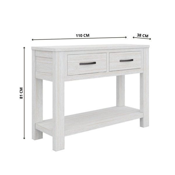 Foxglove Console Hallway Entry Table 110cm Solid Mt Ash Timber Wood – White
