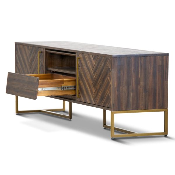 Tuberose ETU Entertainment TV Unit 180cm 2 Door Solid Acacia Timber – Brown