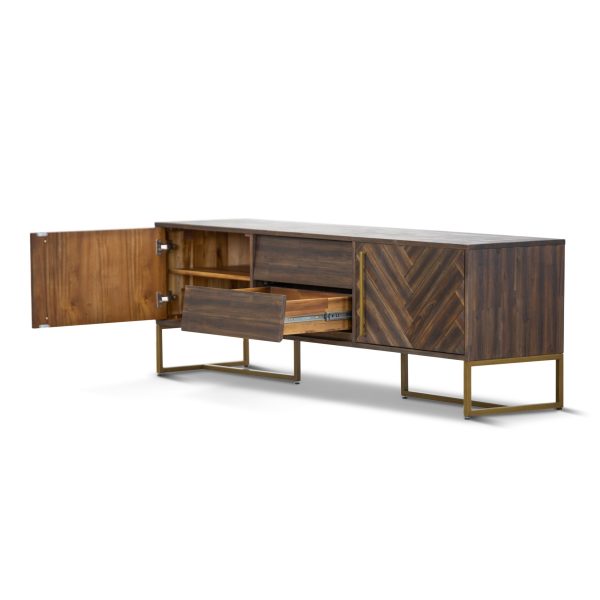 Tuberose ETU Entertainment TV Unit 180cm 2 Door Solid Acacia Timber – Brown