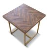 Tuberose Lamp Table 50cm Solid Acacia Wood Home Herringbone Parquet – Brown