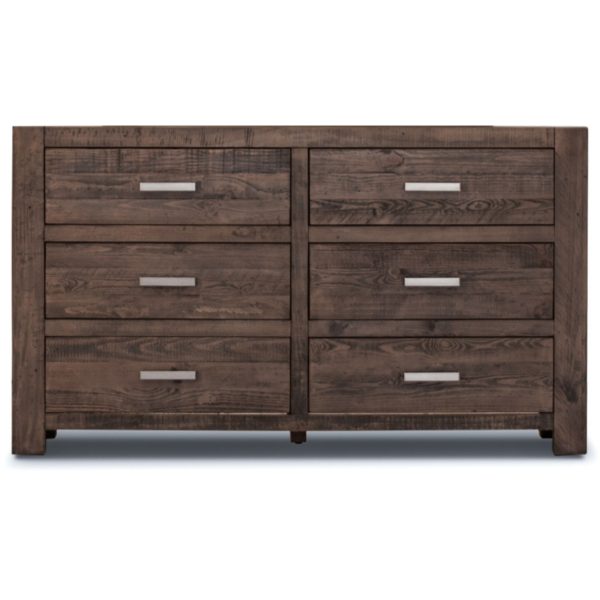 Catmint Dresser 6 Chest of Drawers Solid Pine Wood Storage Cabinet – Grey Stone