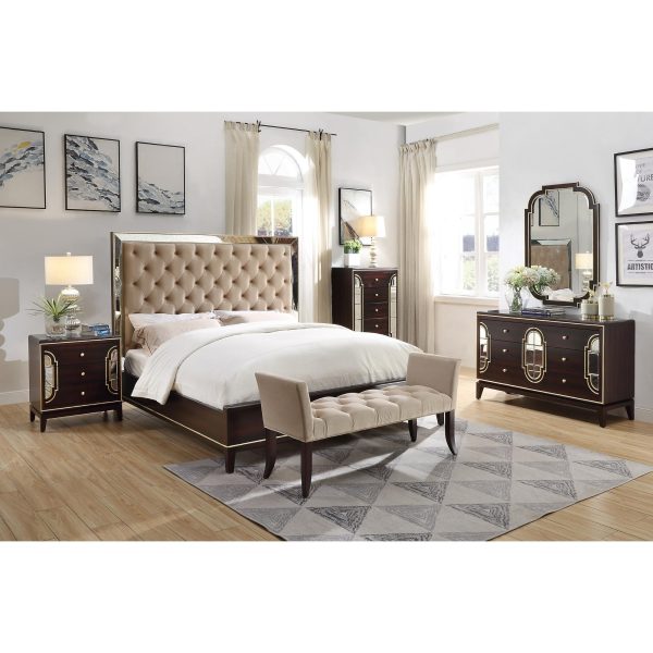 Amelia Antique King Bed Frame Velvet Fabric Bedhead Solid Birch Timber Wood