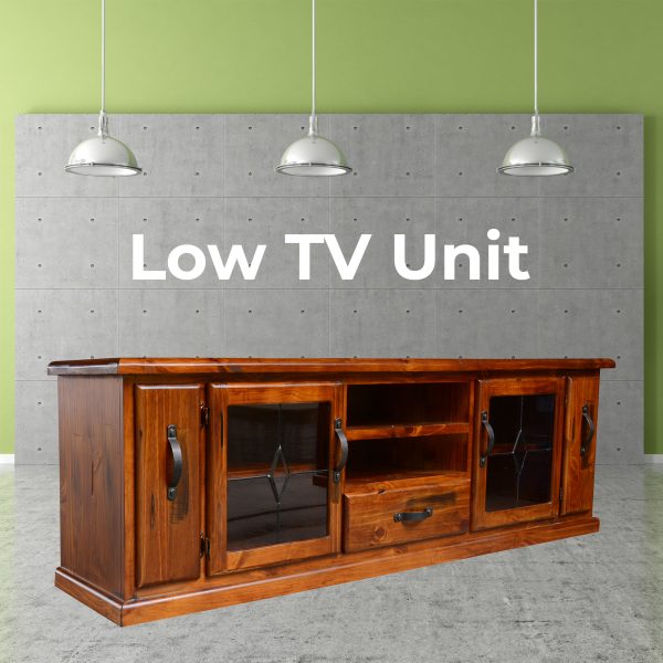Umber ETU Entertainment TV Unit 220cm 2 Door 1 Drawer Pine Wood – Dark Brown