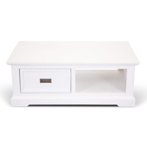 Laelia Coffee Table 120cm Solid Acacia Timber Wood Coastal Furniture – White