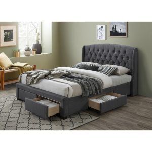 Honeydew Double Size Bed Frame Timber Mattress Base With Storage Drawers – Grey