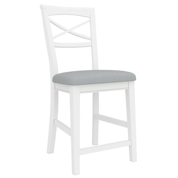 Daisy Tall Bar Chair Stool Set of 2 Solid Acacia Wood Hampton Furniture – White