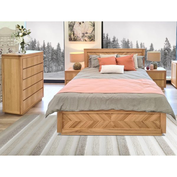 Rosemallow 4pc King Bed Frame Bedroom Suite Timber Bedside Tallboy Package Set