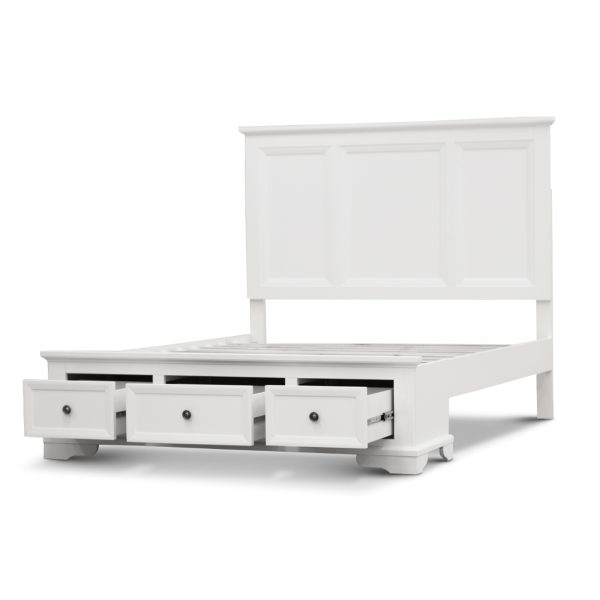 Alameda 4pc King Bed Frame Bedroom Suite Timber Bedside Tallboy Package – White