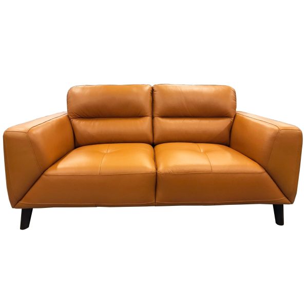 Norwell Genuine Leather Sofa 2 Seater Upholstered Lounge Couch – Tangerine