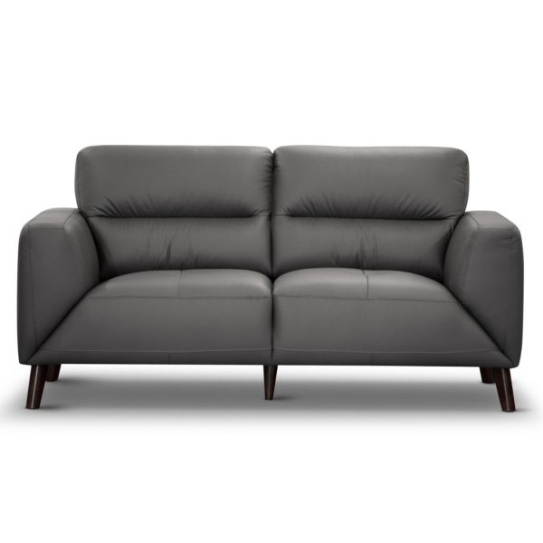 Downy  Genuine Leather Sofa 2 Seater Upholstered Lounge Couch – Gunmetal