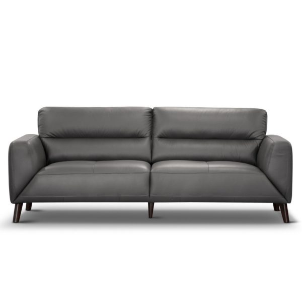Norwell Genuine Leather Sofa 3 Seater Upholstered Lounge Couch – Gunmetal