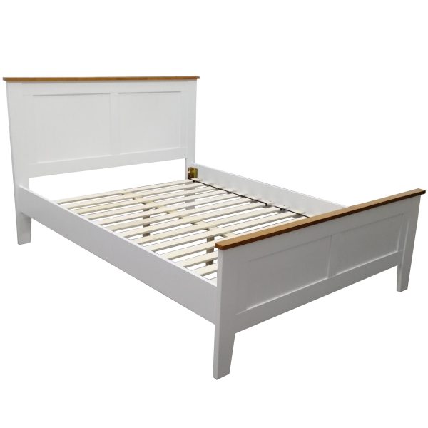 Smoky Bed Frame Mattress Base Solid Rubber Timber Wood – White