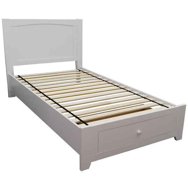 Bed Frame Mattress Base Storage Drawer Timber Wood – White