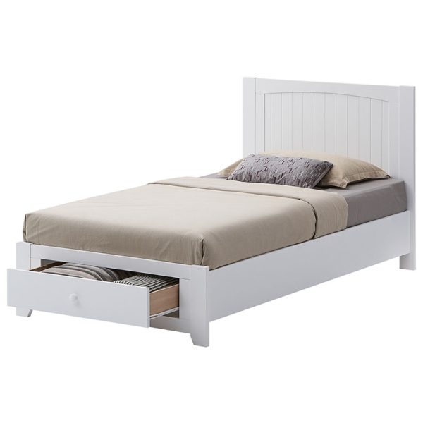 Wisteria Bed Frame King Single Size Mattress Base Storage Drawer Timber Wood-WHT