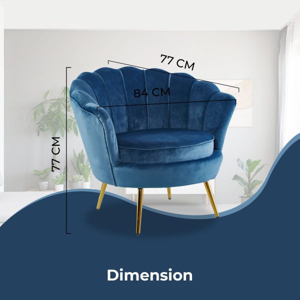 Bloomer Velvet Fabric Accent Sofa Love Chair – Blue