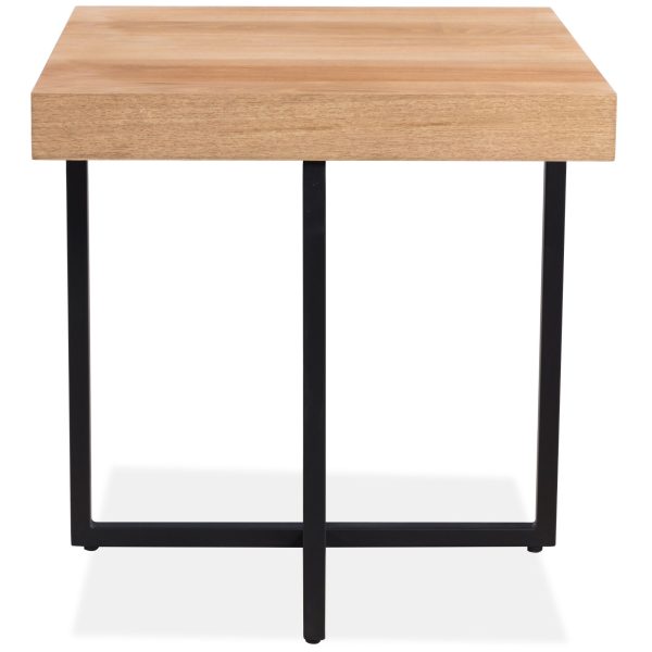 Petunia  Lamp Sofa Side Table 50cm Elm Timber Wood Black Metal Leg – Natural
