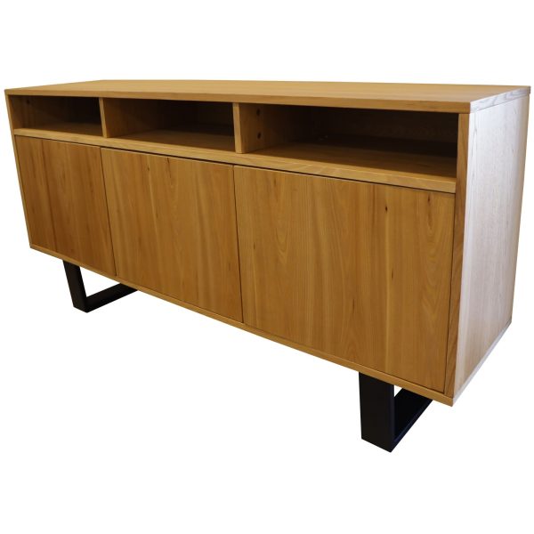 Petunia Buffet Table 160cm 3 Door 3 Niche Elm Timber Wood Metal Leg – Natural