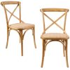Aster Crossback Dining Chair Set of 2 Solid Birch Timber Wood Ratan Seat – Oak