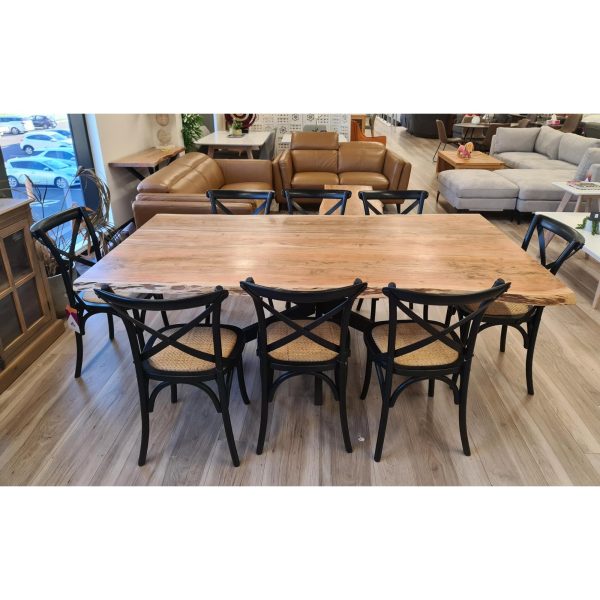 Lantana Dining Table Live Edge Solid Acacia Timber Wood Metal Leg -Natural