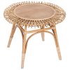 Holly 65cm Round Side Table Mango Wood Top Rattan Frame – Natural