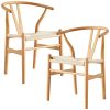 Anemone  Set of 2 Wishbone Dining Chair Beech Timber Replica Hans Wenger Natural