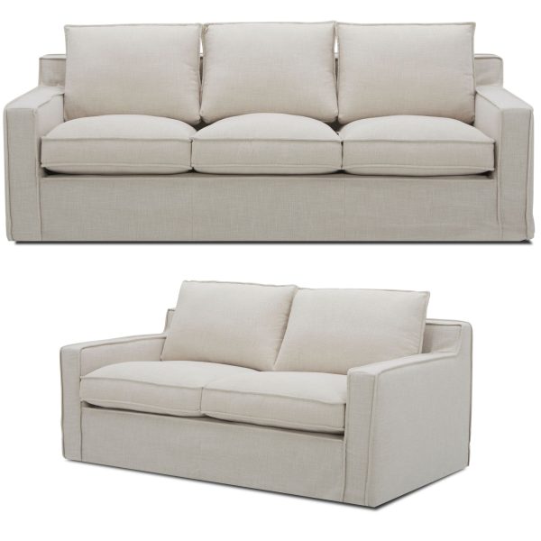 Chubbuck 2 + 3 Seater Sofa Set Fabric Uplholstered Lounge Couch – Stone