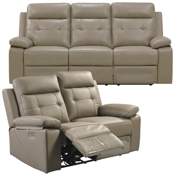 Epping 3 + 2 Seater Electric Recliner Sofa Genuine Leather Home Theater Lounge