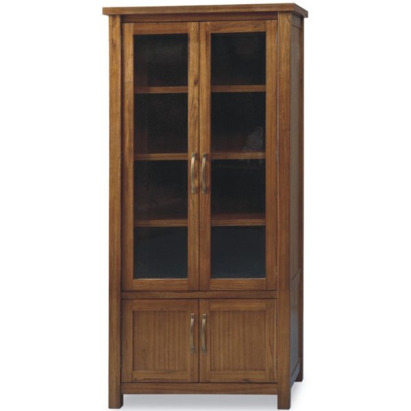 Birdsville Display Unit Glass Door Bookcase Solid Mt Ash Timber Wood – Brown