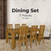 Birdsville 7pc Dining Set 190cm Table 6 PU Seat Chair Solid Mt Ash Wood – Brown