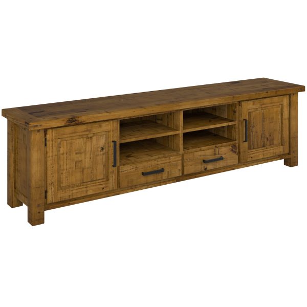 Teasel ETU Entertainment TV Unit 240cm 2 Drawer Solid Pine Wood – Rustic Oak