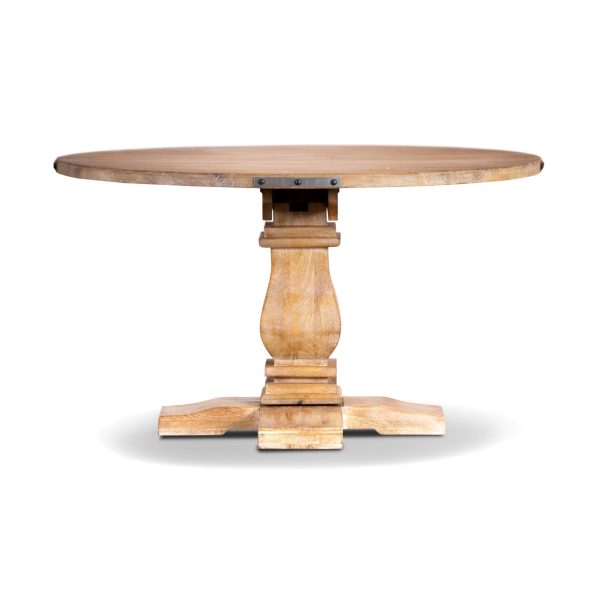 Gloriosa Round Dining Table 135cm Pedestal Solid Mango Timber Wood – Honey Wash