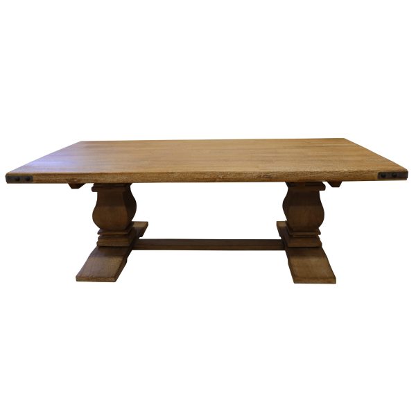 Gloriosa Coffee Table 140cm Pedestal Solid Mango Timber Wood – Honey Wash
