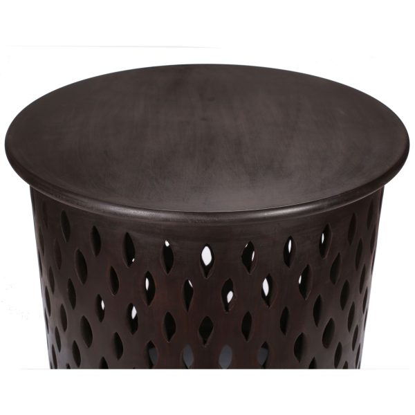 Pansy  Wooden Round 50cm Side Table Sofa End Tables – Brown