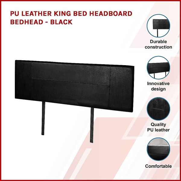 PU Leather King Bed Headboard Bedhead – Black