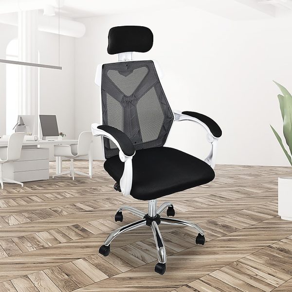 Office Chair Gaming Computer Chairs Mesh Back Foam Seat – White