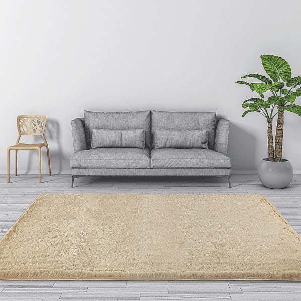 230x200cm Floor Rugs Large Shaggy Rug Area Carpet Bedroom Living Room Mat – Beige