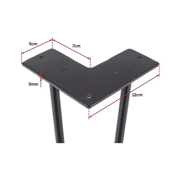 Set of 4 Industrial Retro Hairpin Table Legs 12mm Steel Bench Desk – 71cm Black