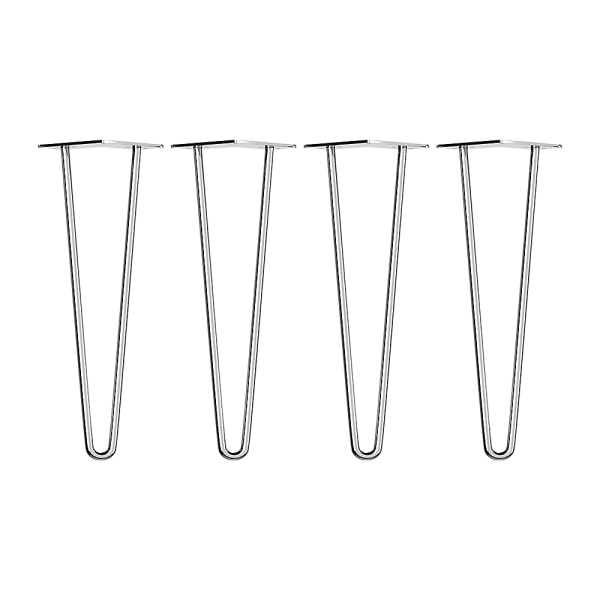 Set of 4 Chrome Retro Hairpin Table Legs 12mm Steel Bench Desk – 71cm