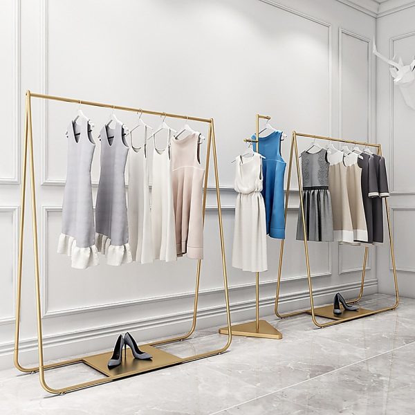 Gold Clothing Retail Shop Commercial Garment Display Rack