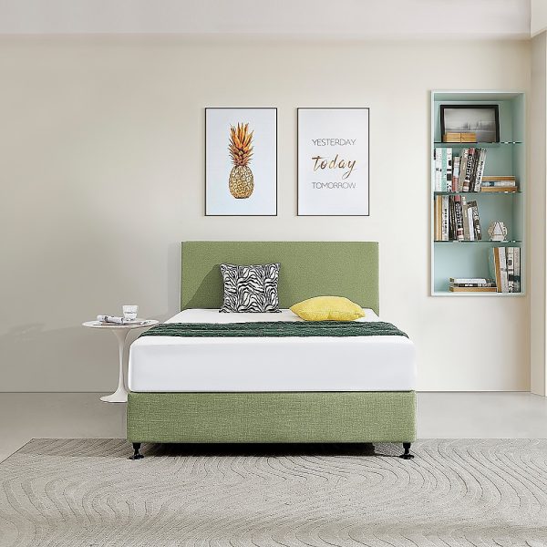 Linen Fabric Double Bed Deluxe Headboard Bedhead – Olive Green