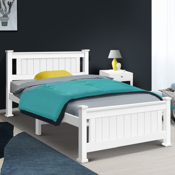 Single Size Wooden Bed Frame – White