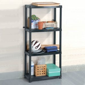 Storage Shelf 4-Tier Black 61×30.5×130 cm Plastic